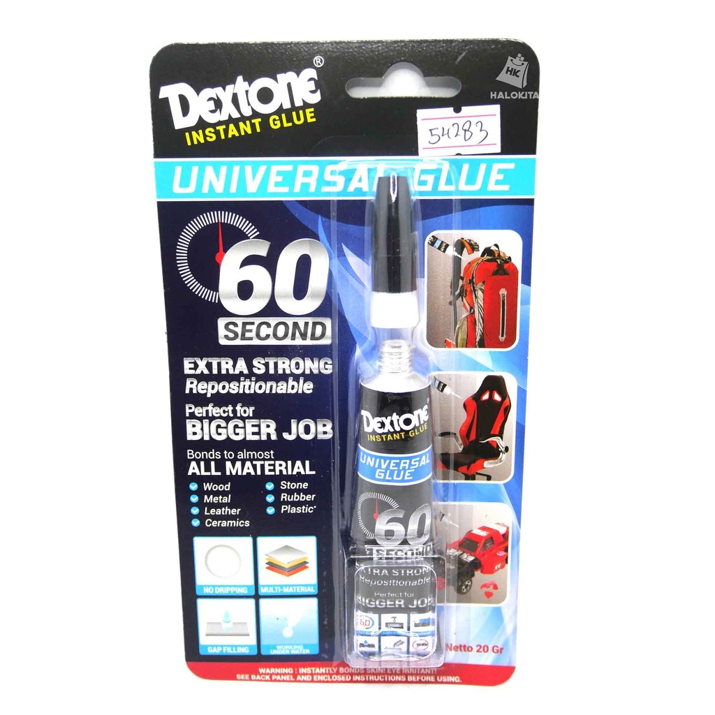 DEXTONE UNIVERSAL GLUE / 60 SECOND / 60 DETIK SUPER STRONG 20 GRAM